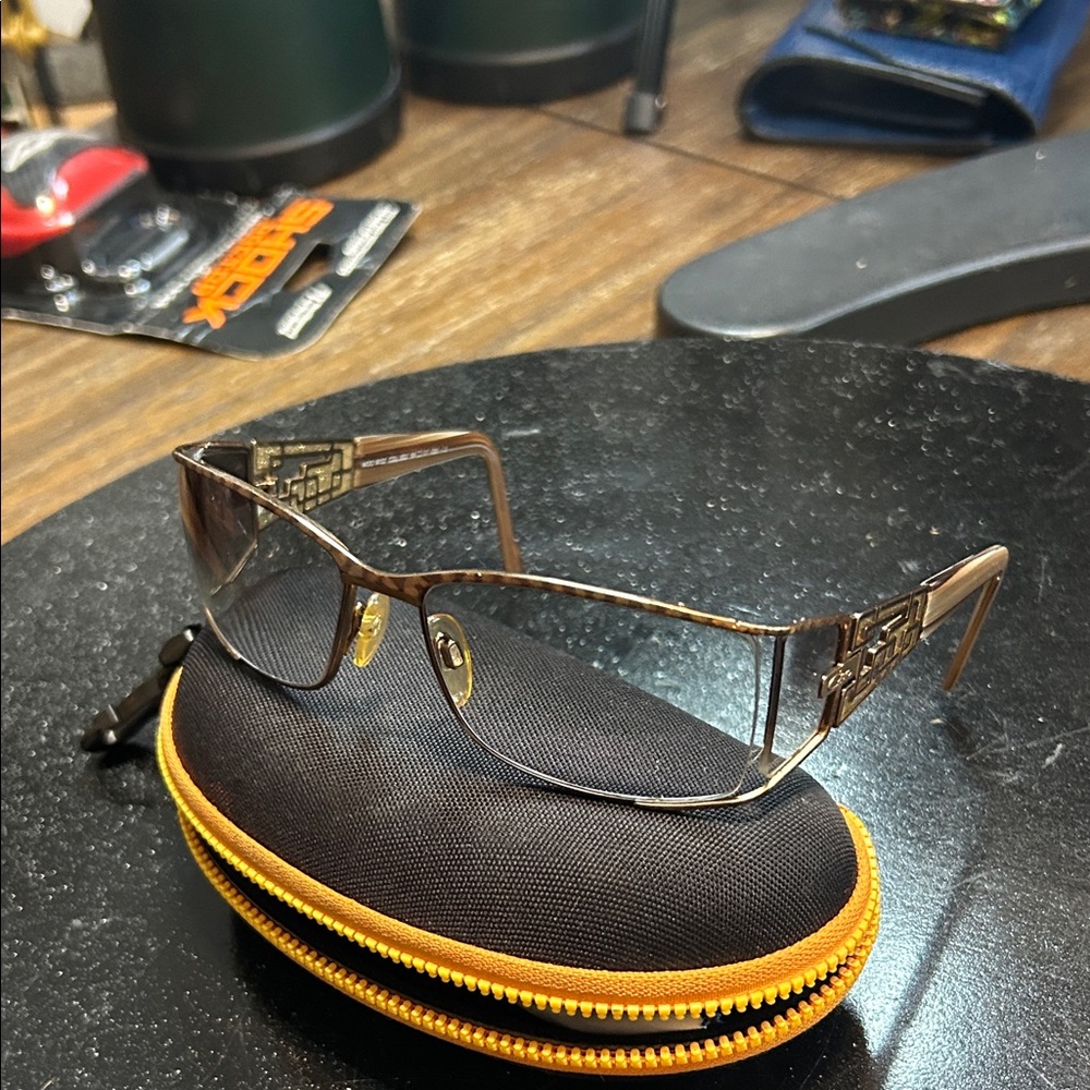 Cazal Gold and Brown Geometric Glasses